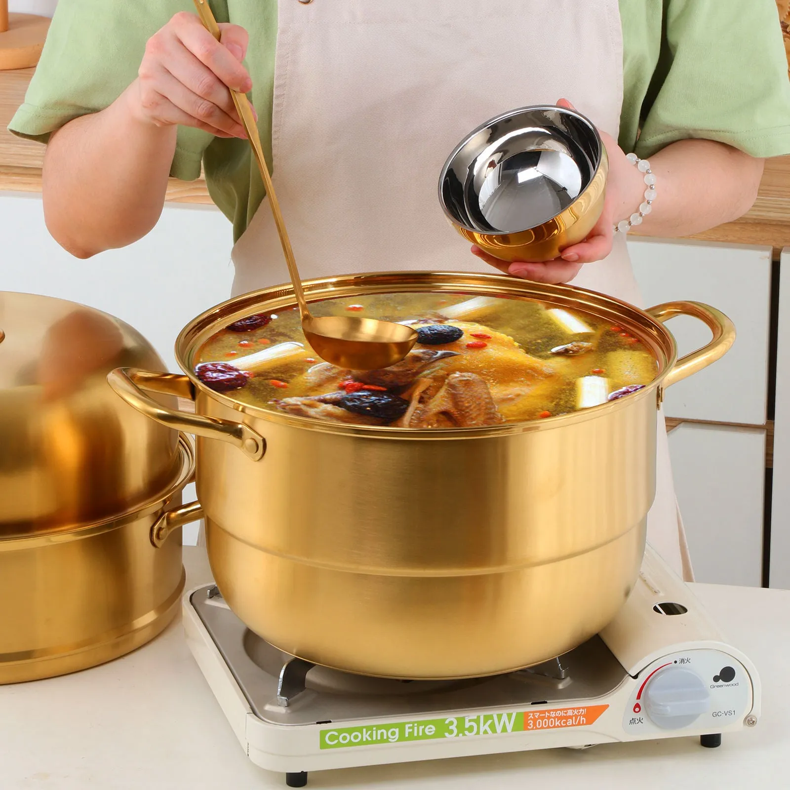 مجموعة أواني الطهي المصنوعة من الفولاذ -   cheap custom kitchen stainless steel cookware set