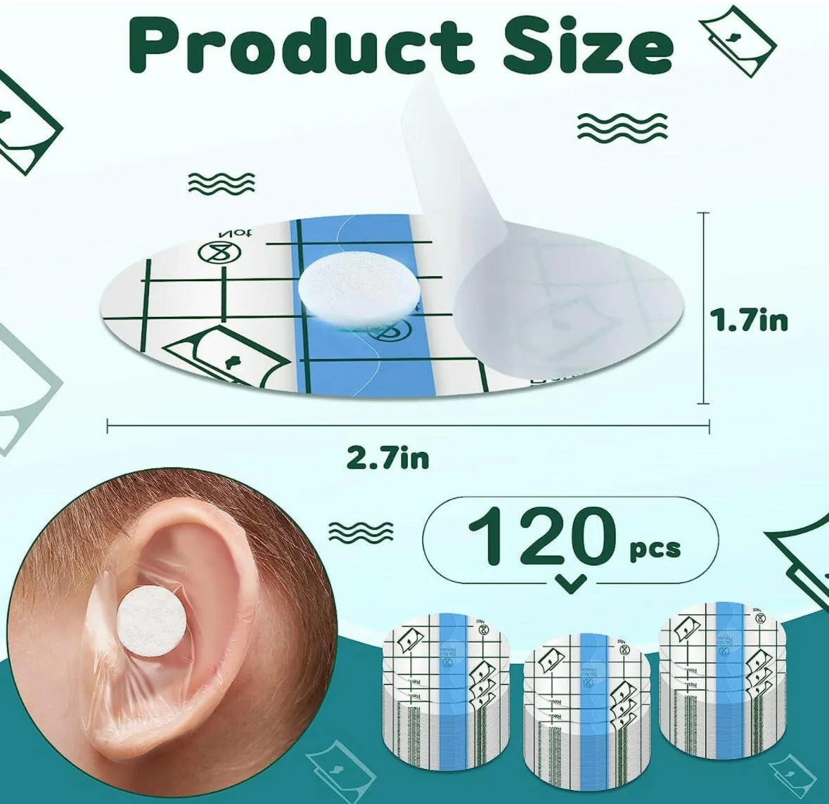 120 Pieces Ear Covers Waterproof for Baby