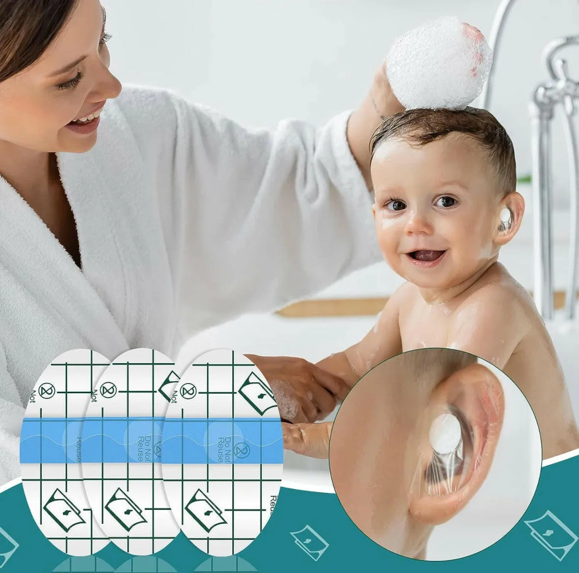 120 Pieces Ear Covers Waterproof for Baby