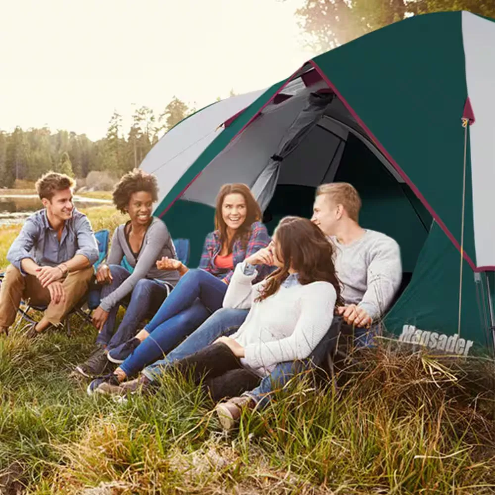 13 Ft. X 7.5 Ft. 6-Person Family Camping Tent Popup Green