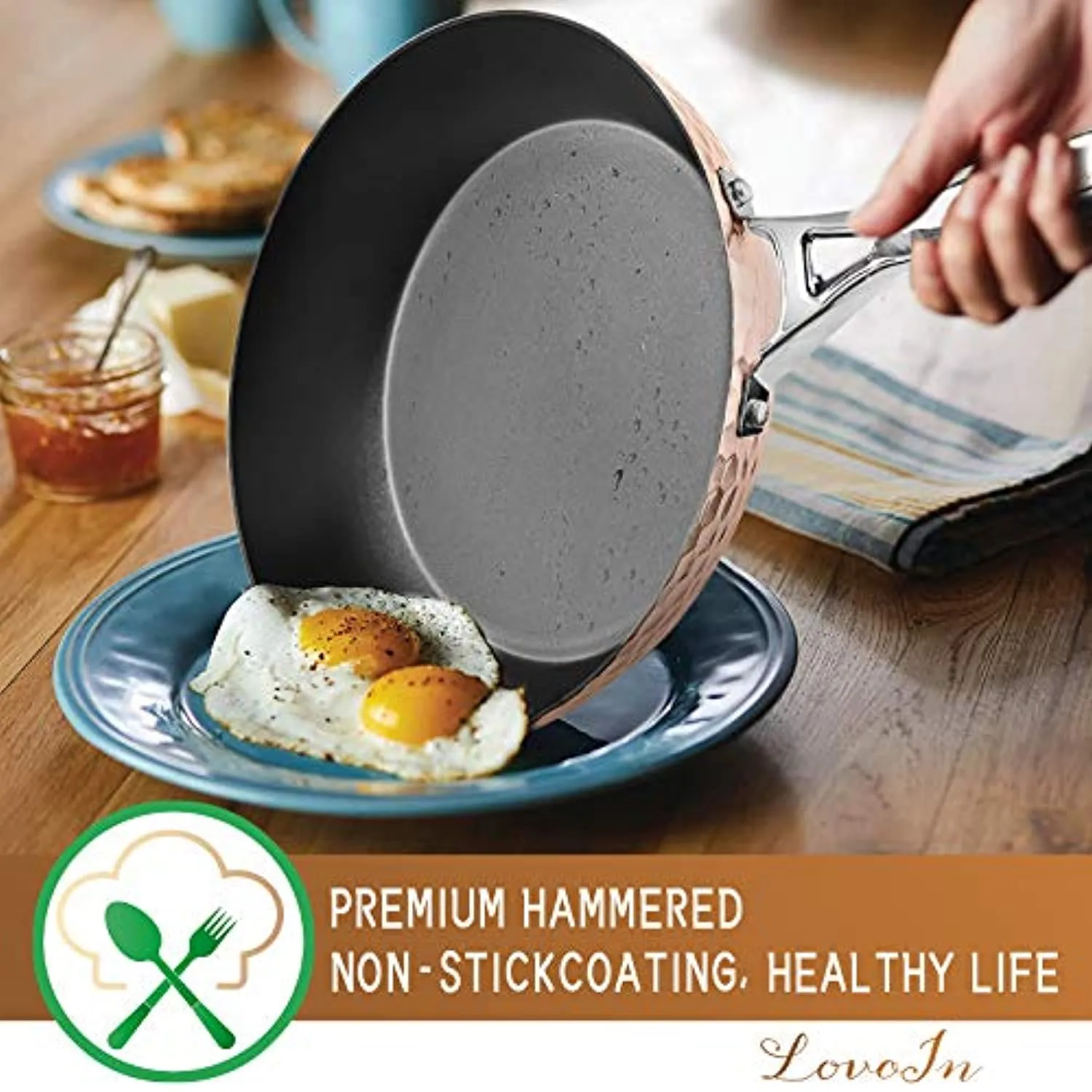 14 pcs Non-Stick Cookware Set- Hammered -Dishwasher/Oven/Stovetop