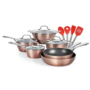 14 pcs Non-Stick Cookware Set- Hammered -Dishwasher/Oven/Stovetop