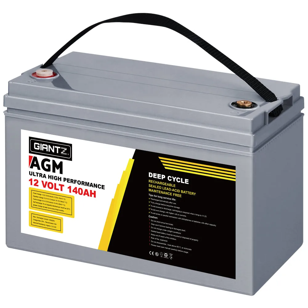 140Ah AGM Deep Cycle Battery & Box, 12V Portable Solar - Giantz