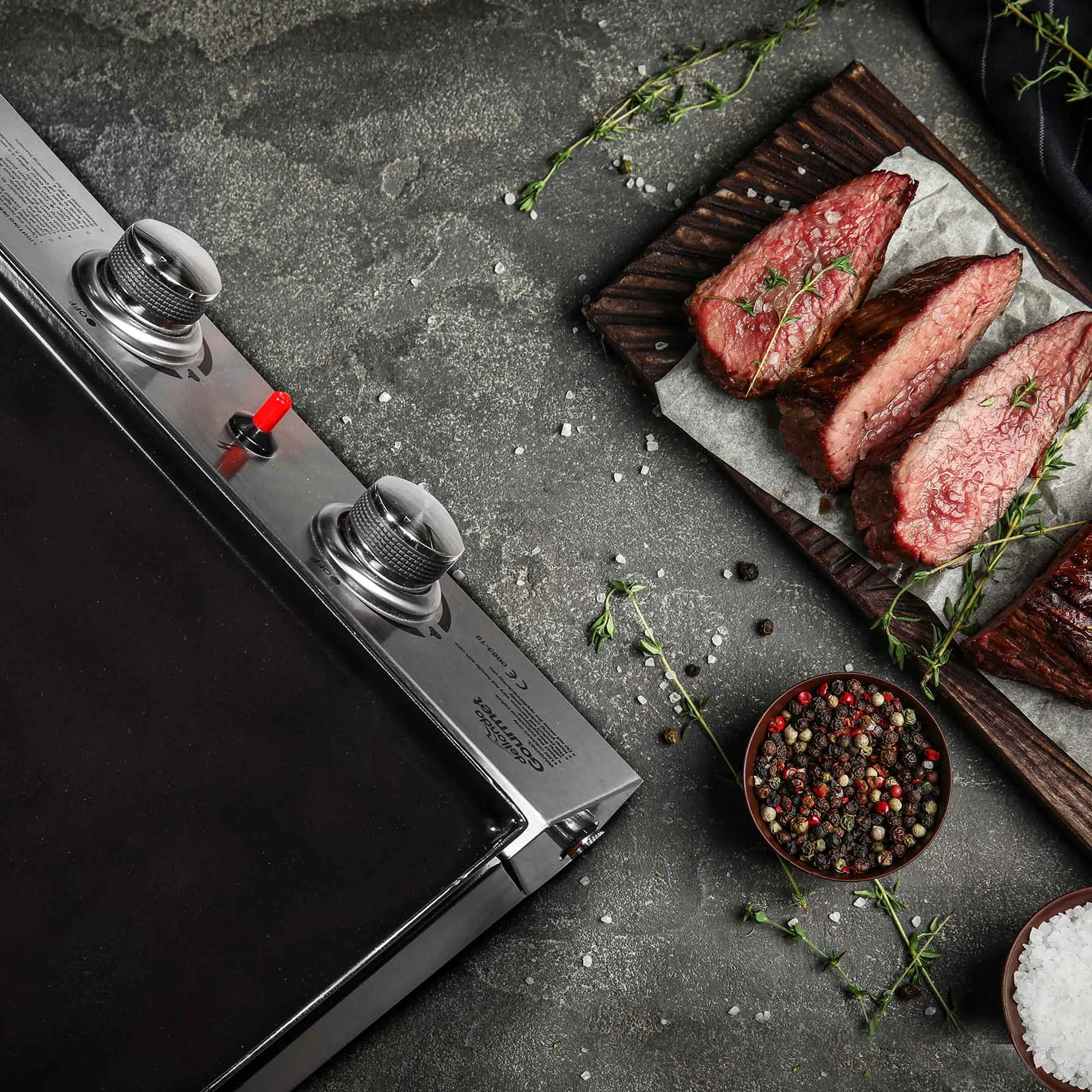2 Burner Portable Gas Plancha 5kW BBQ Griddle, Stainless Steel - DG21