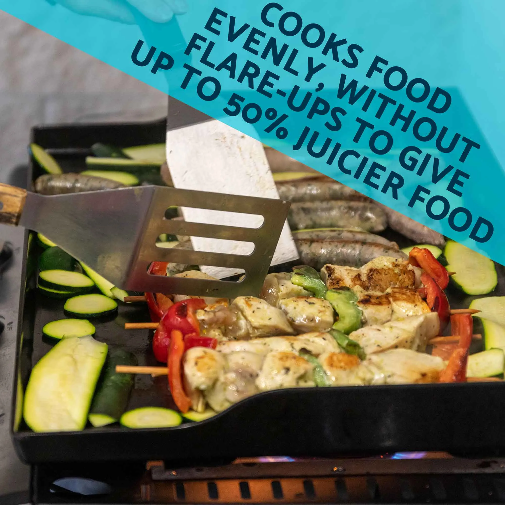 2 Burner Portable Gas Plancha 5kW BBQ Griddle, Stainless Steel - DG21