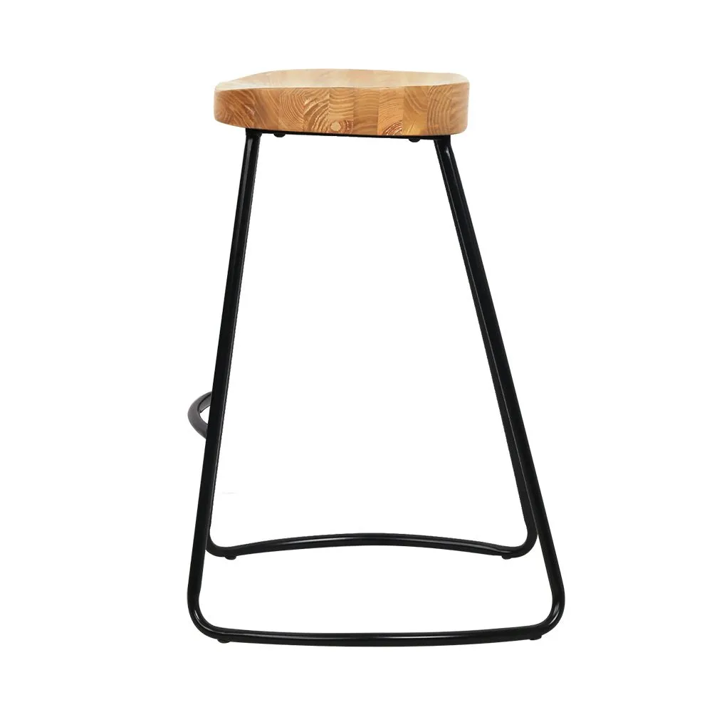 2 Elm Wood Backless Bar Stools