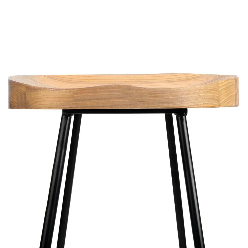 2 Elm Wood Backless Bar Stools