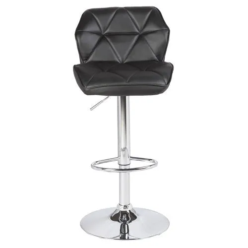 2X Black Bar Stools With Mid High Back Rest