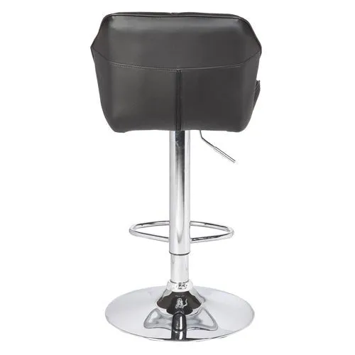 2X Black Bar Stools With Mid High Back Rest