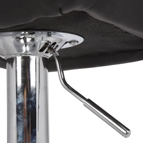 2X Black Bar Stools With Mid High Back Rest