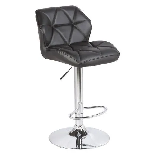 2X Black Bar Stools With Mid High Back Rest