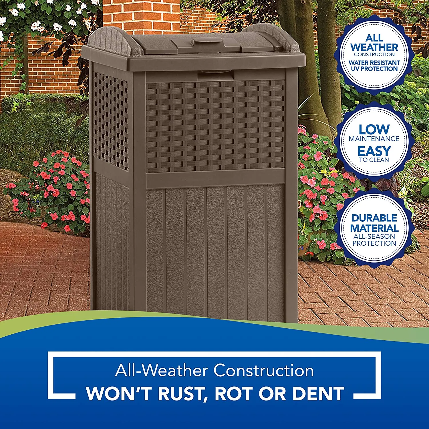 33 Gallon Hideaway Can Resin Outdoor Trash with Lid Use