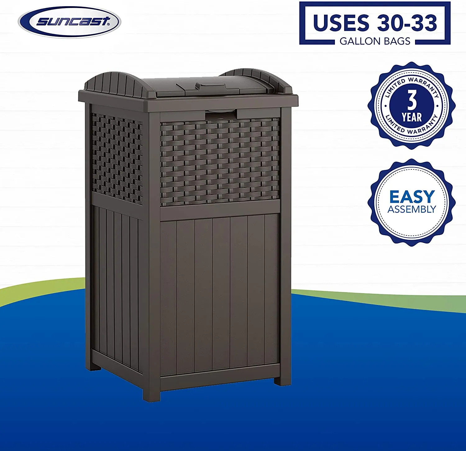 33 Gallon Hideaway Can Resin Outdoor Trash with Lid Use