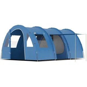 5-6 Man Tunnel Tent Two Room Camping Tent with Sewn-In Floor 2 Doors and Carry Bag 2000mm Water Column for Fishing Hiking Sports