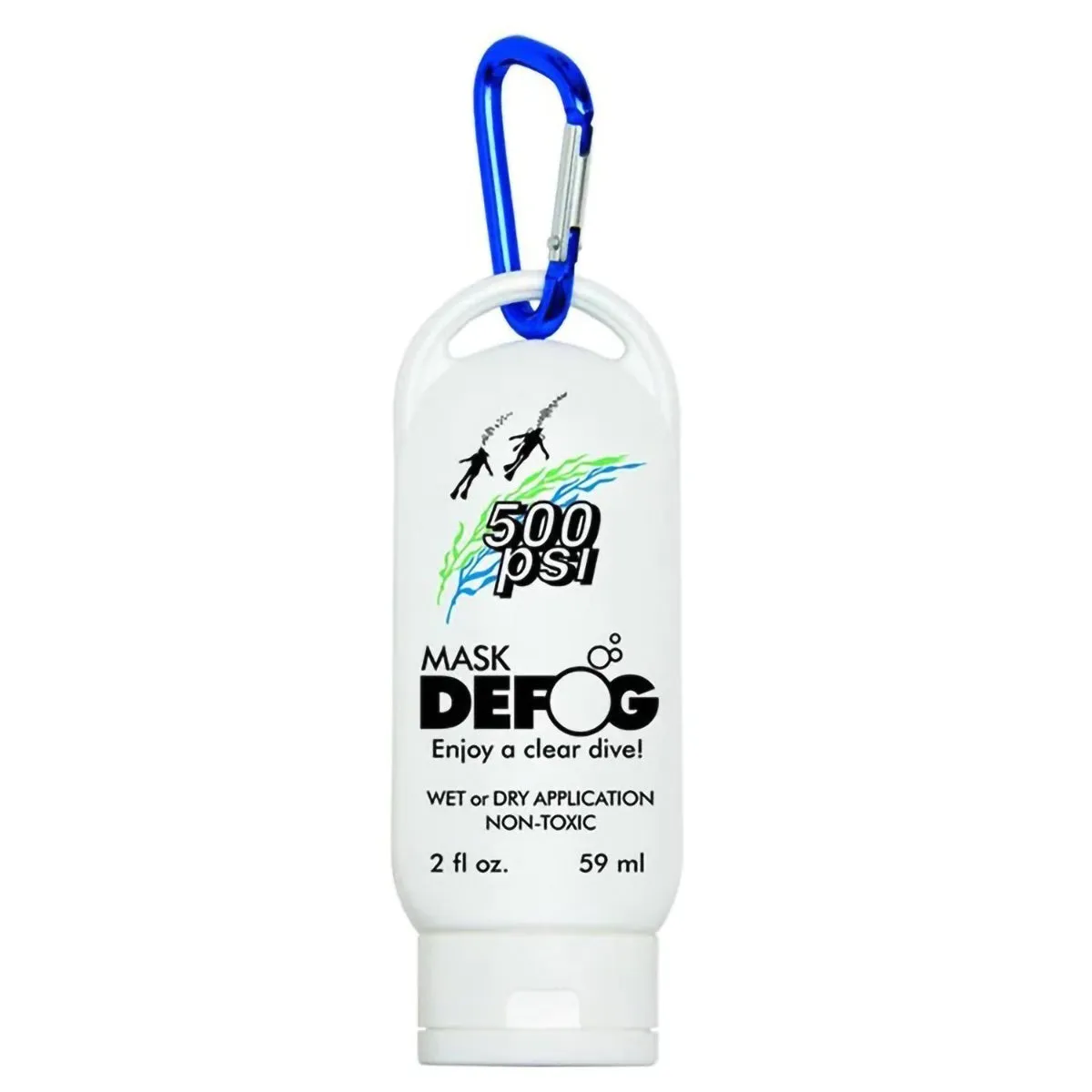 500 PSI 2 fl. oz. Mask defog Sport Bottle with Carabineer (with imprint)