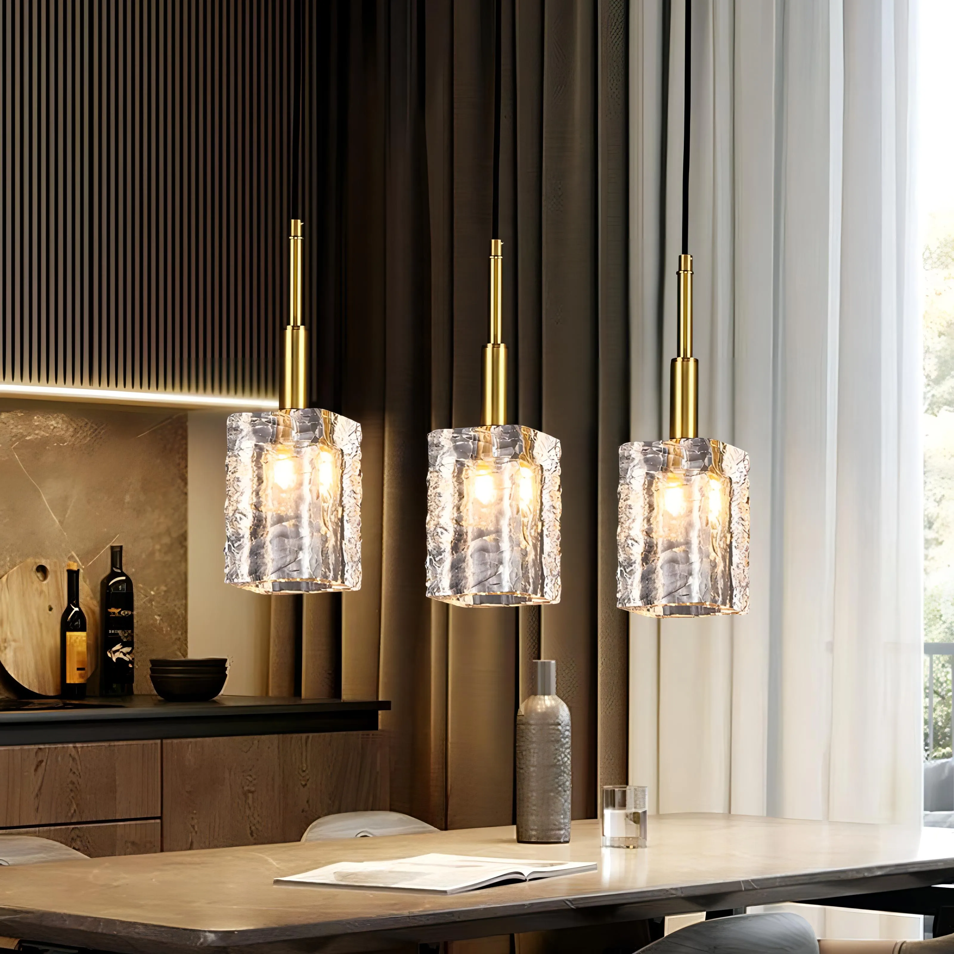 Aarav - Gold Glass Hanging Pendant Ceiling Light