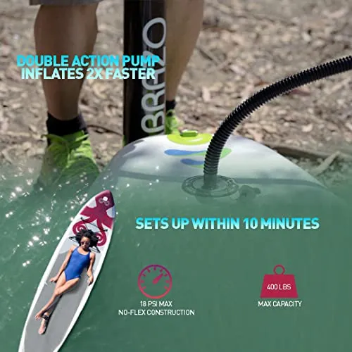 abrazo Inflatable Stand Up Paddle Board – Durable, Thick and Slip Resistant Inflatable Paddle Board with SUP Accessories, Includes Patch Repair Kit, Hand Pump, Ankle Cuff and Leash, and SUP Carry Bag