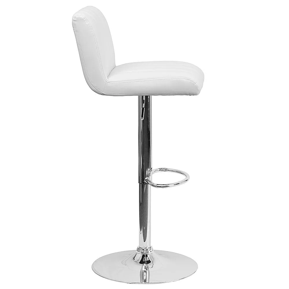 Alamont Home - Contemporary Vinyl Vertical Stitch Adjustable Height Barstool (set of 2) - White