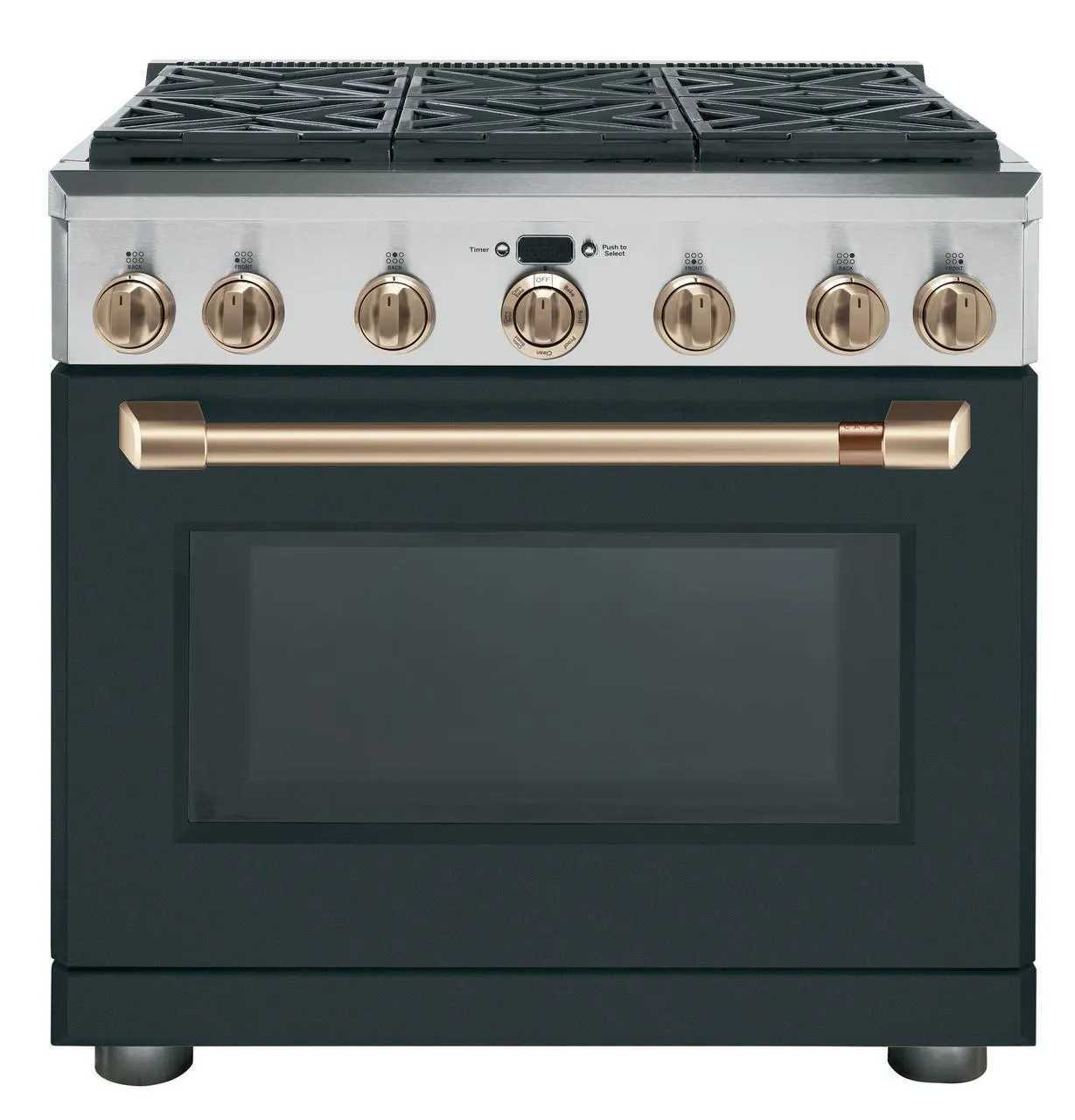 Cafe CXPR6HKPMBZ Caf(eback)™ 36" Brushed Bronze Handle & Knob Set for Pro Range and Rangetop