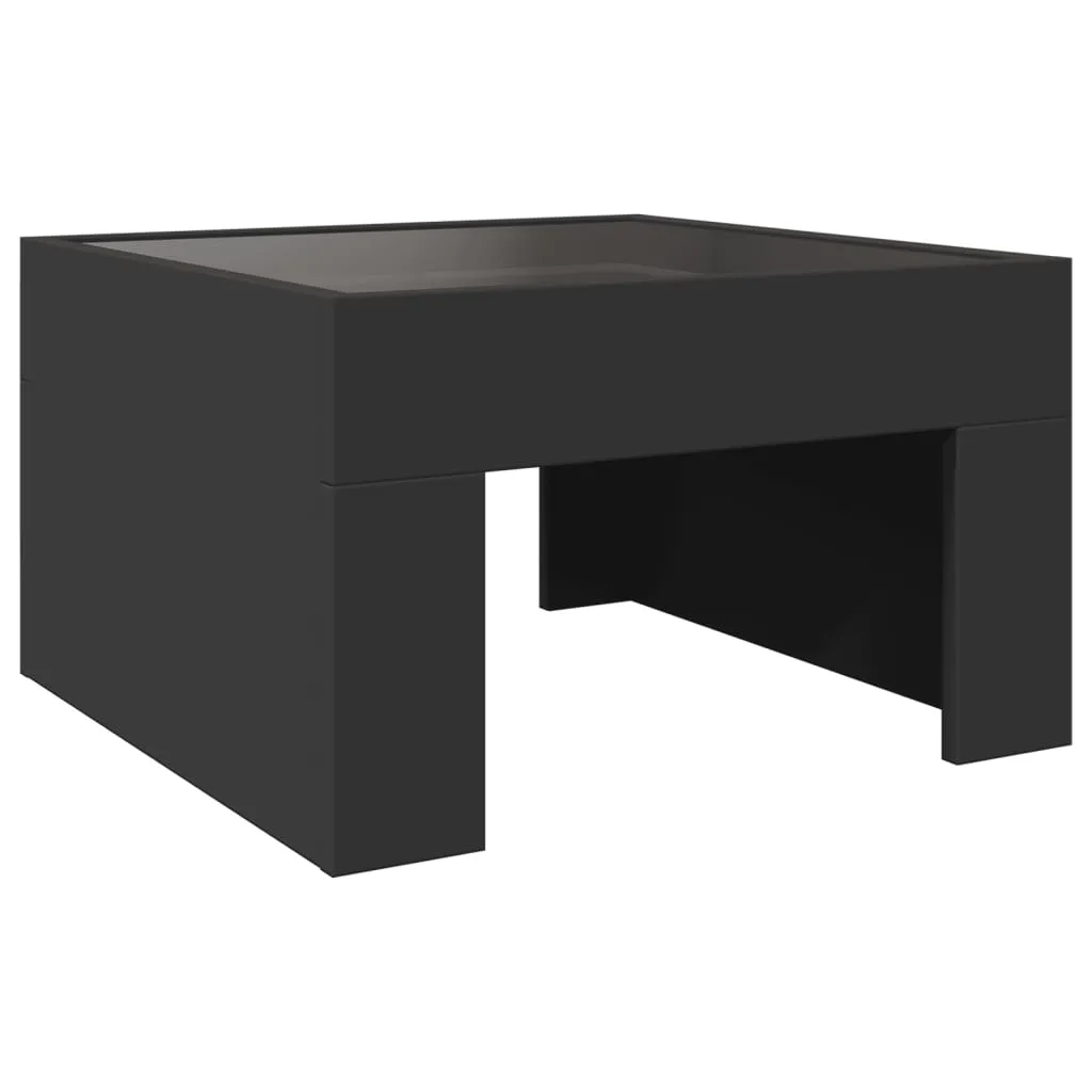 Coffee Table with Infinity LED Black 50x50x30 cm
