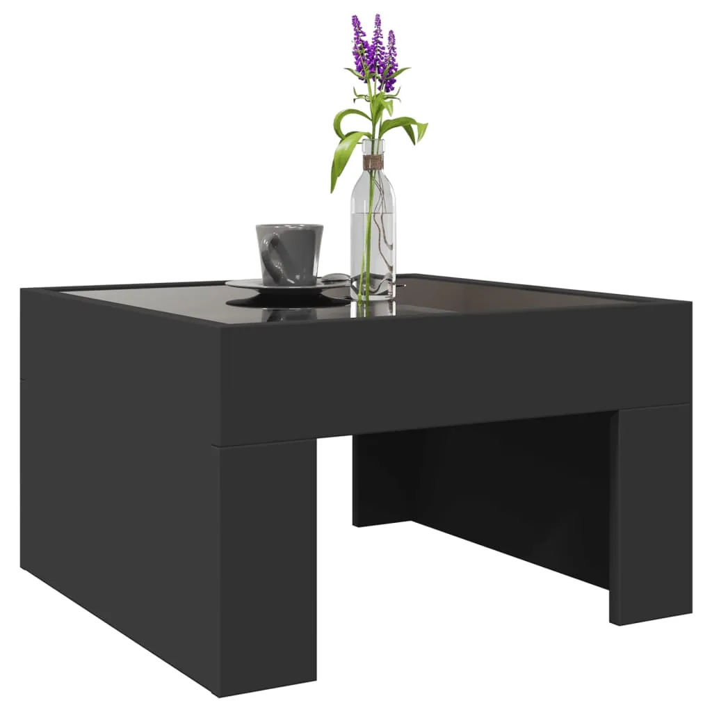 Coffee Table with Infinity LED Black 50x50x30 cm