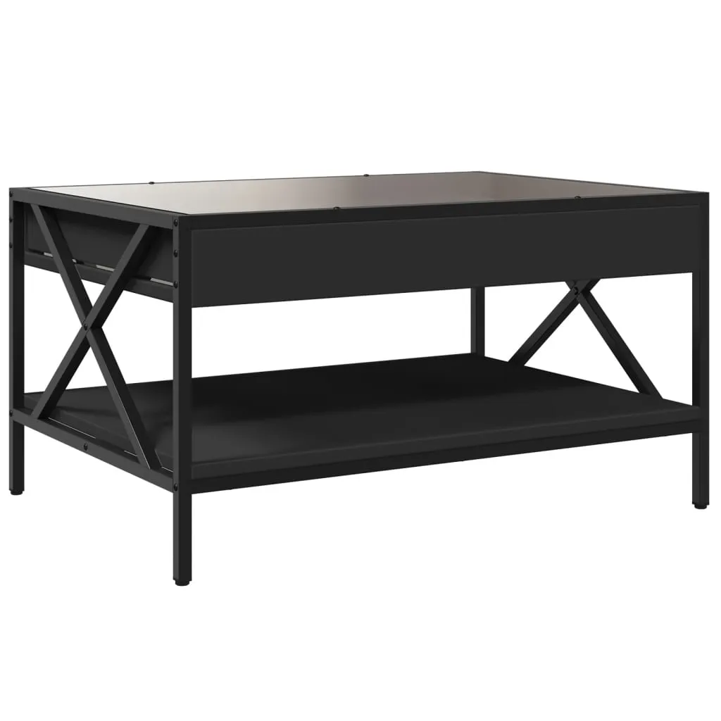 Coffee Table with Infinity LED Black 70x50x38 cm