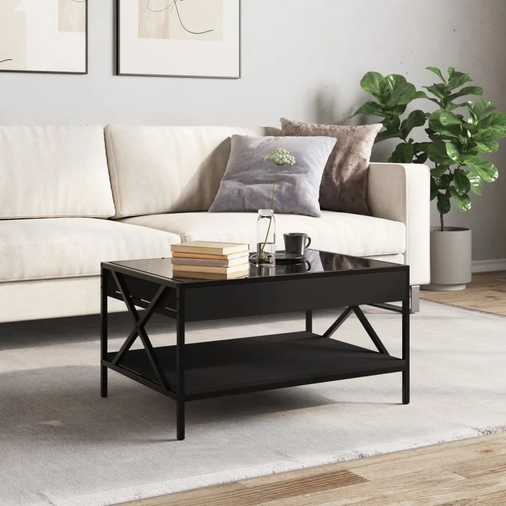 Coffee Table with Infinity LED Black 70x50x38 cm
