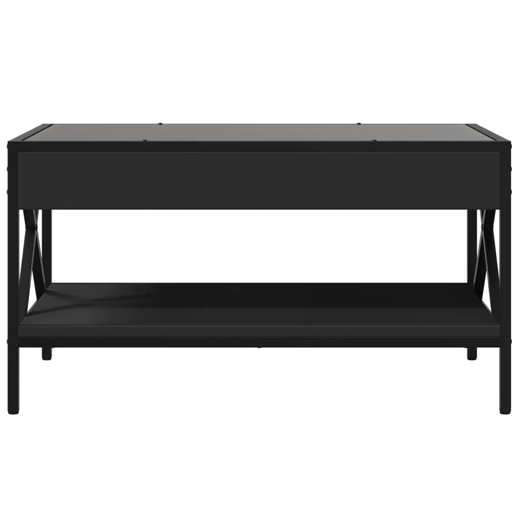Coffee Table with Infinity LED Black 70x50x38 cm