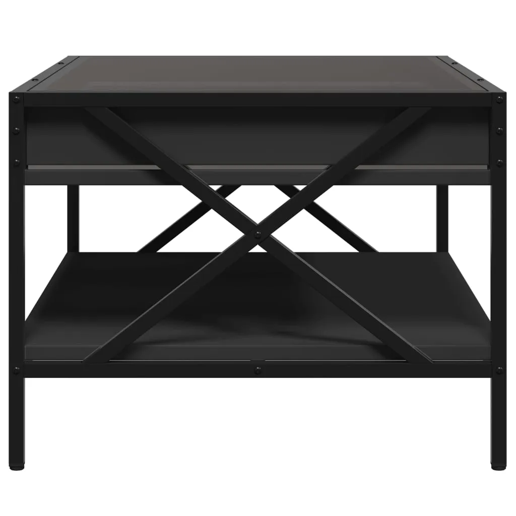 Coffee Table with Infinity LED Black 70x50x38 cm