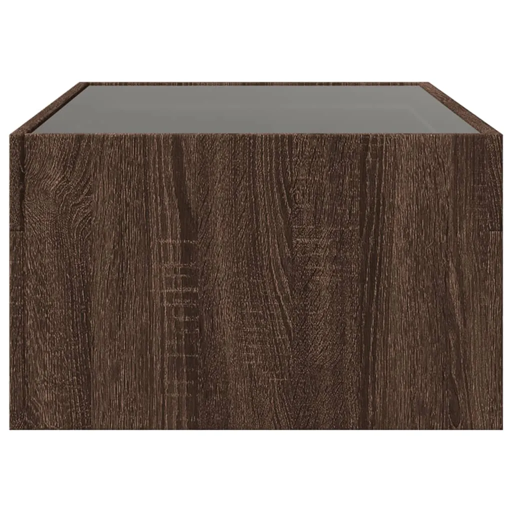 Coffee Table with Infinity LED Brown Oak 90x50x30 cm