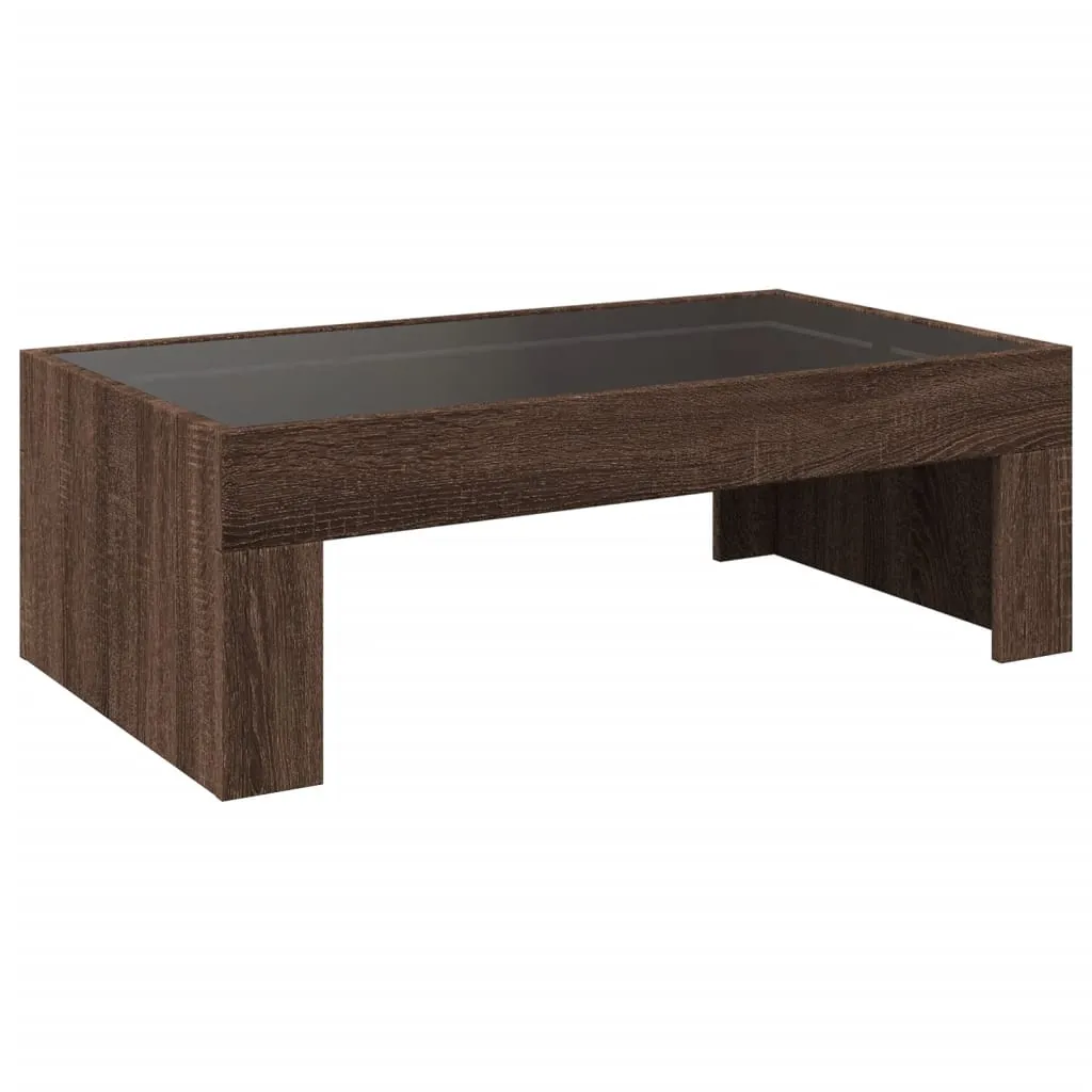 Coffee Table with Infinity LED Brown Oak 90x50x30 cm