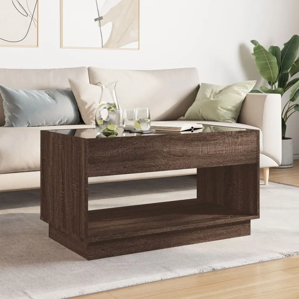 Coffee Table with Infinity LED Brown Oak 90x50x50 cm