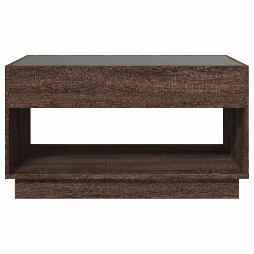 Coffee Table with Infinity LED Brown Oak 90x50x50 cm