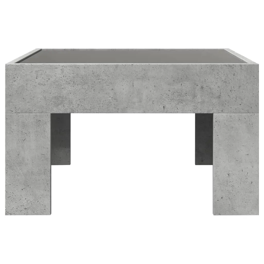 Coffee Table with Infinity LED Concrete Grey 50x50x30 cm