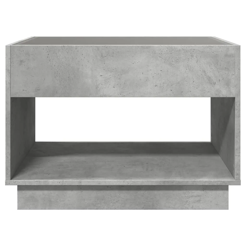 Coffee Table with Infinity LED Concrete Grey 90x50x50 cm