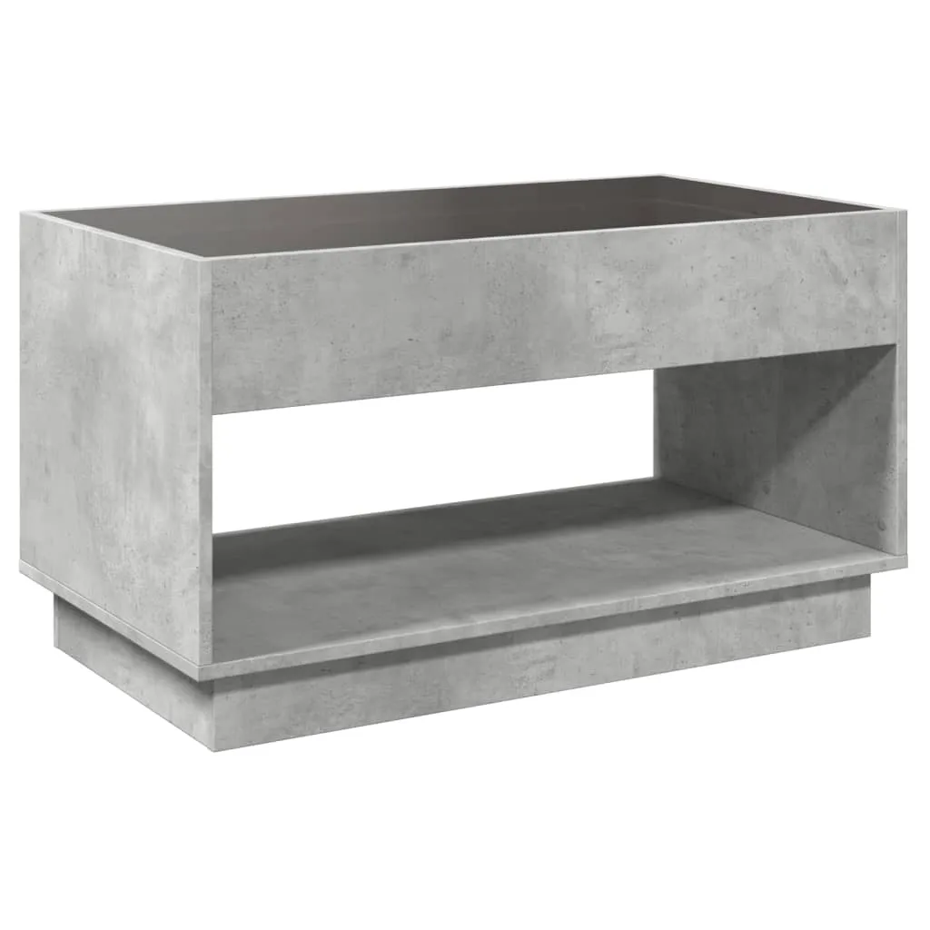 Coffee Table with Infinity LED Concrete Grey 90x50x50 cm