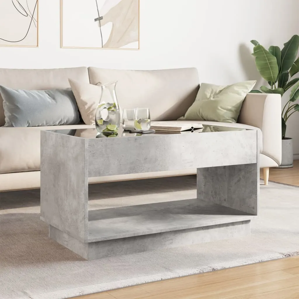 Coffee Table with Infinity LED Concrete Grey 90x50x50 cm