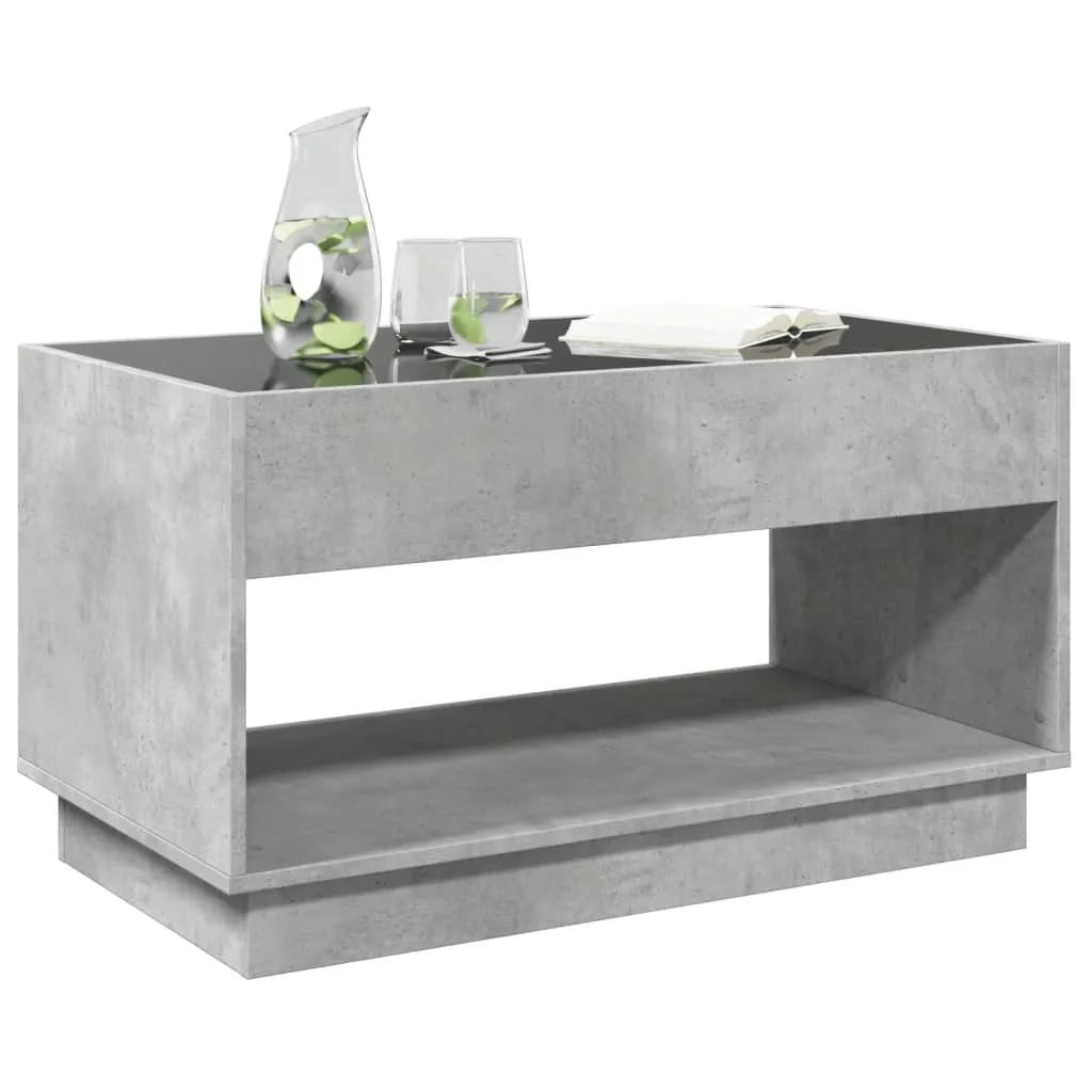 Coffee Table with Infinity LED Concrete Grey 90x50x50 cm