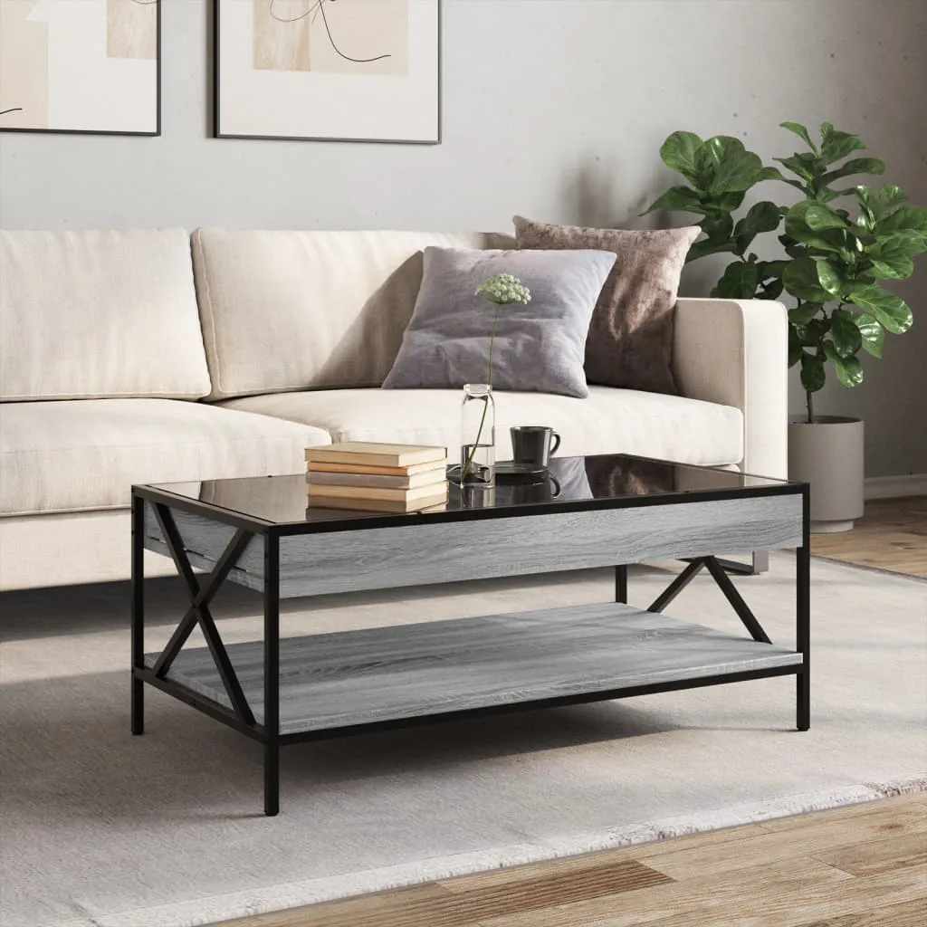 Coffee Table with Infinity LED Grey Sonoma 90x50x38 cm