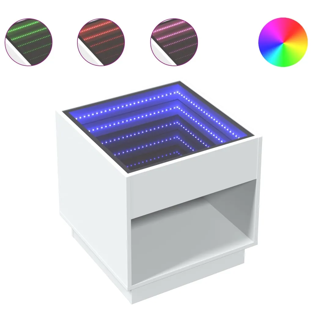 Coffee Table with Infinity LED White 50x50x50 cm