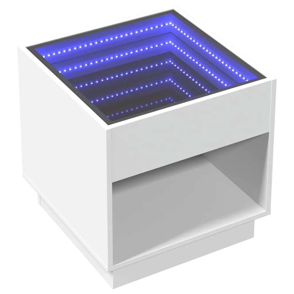 Coffee Table with Infinity LED White 50x50x50 cm