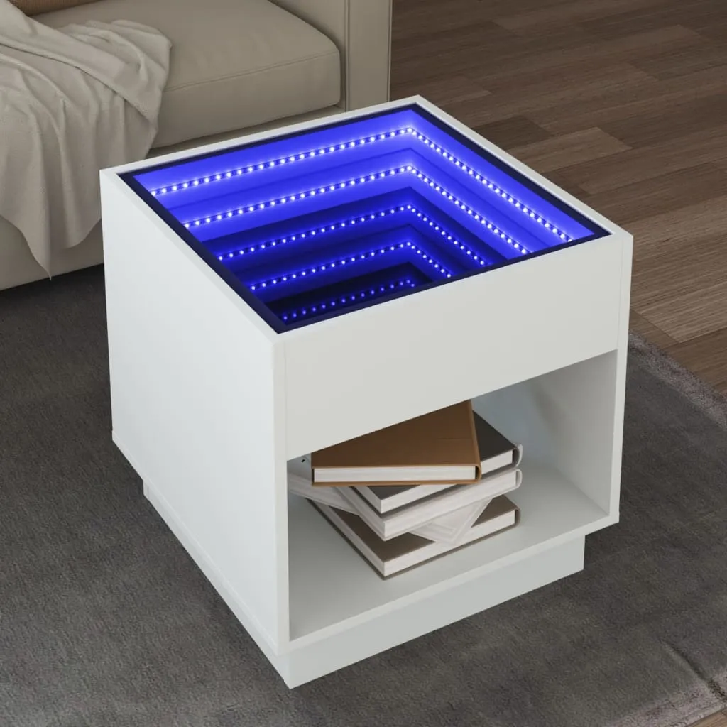 Coffee Table with Infinity LED White 50x50x50 cm