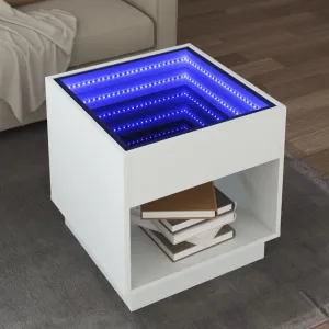 Coffee Table with Infinity LED White 50x50x50 cm