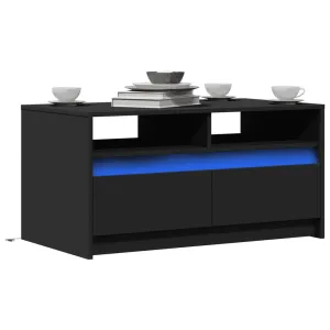 Coffee Table with LED Lights Black Engineered Wood