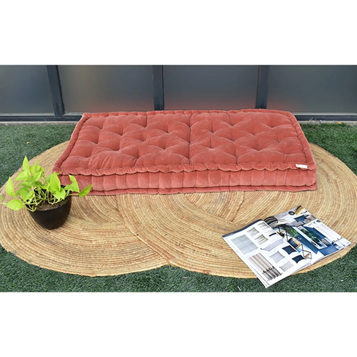 Colour Blocking Velvet Mattress (Rust)