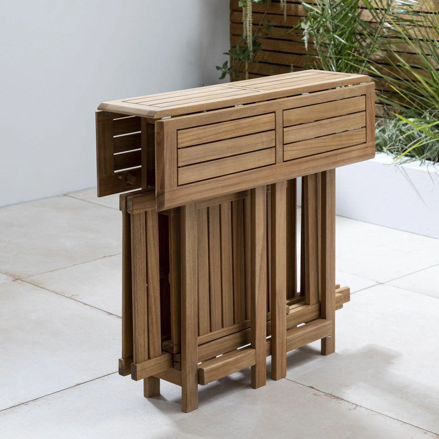 Cosette folding bistro set - wooden garden furniture