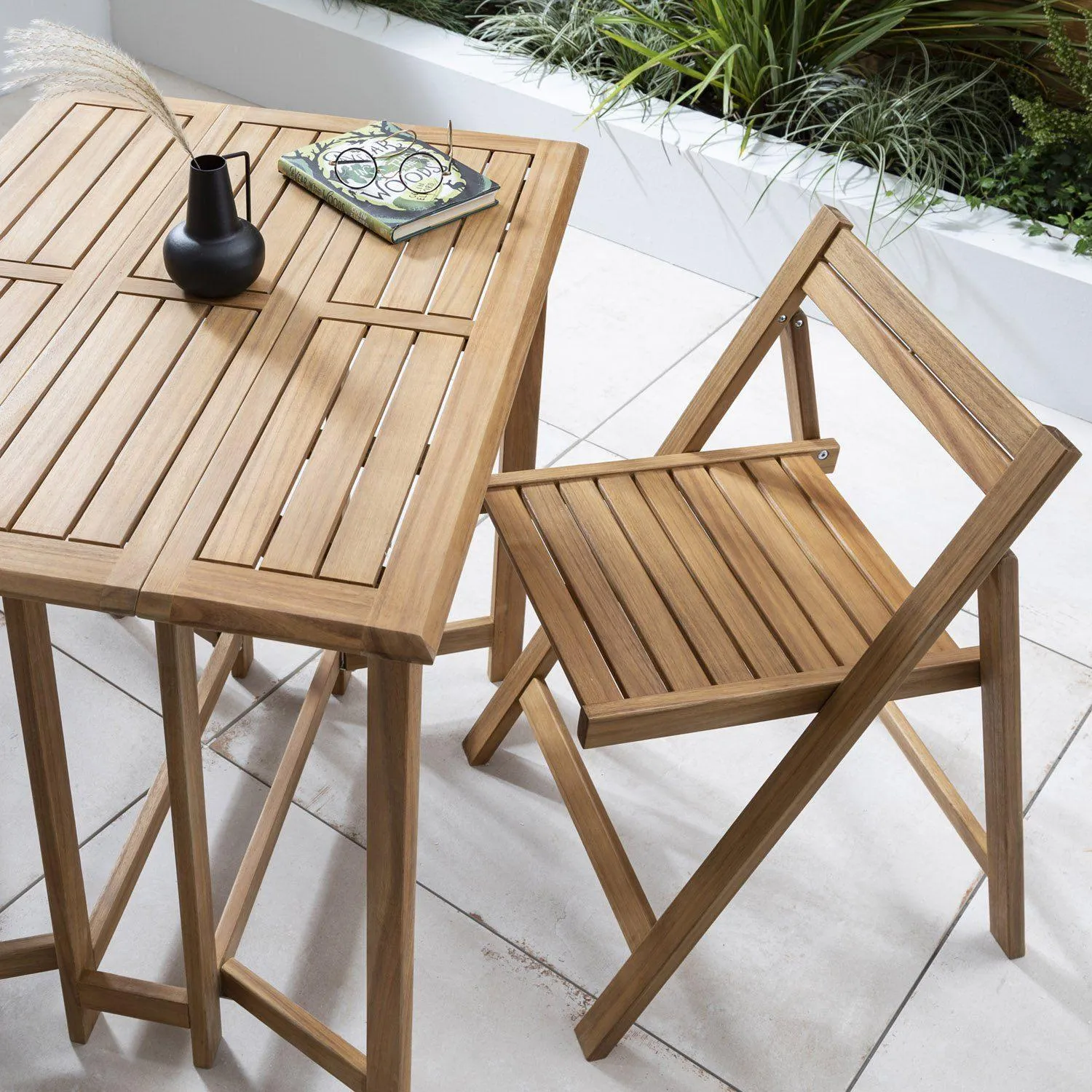 Cosette folding bistro set - wooden garden furniture
