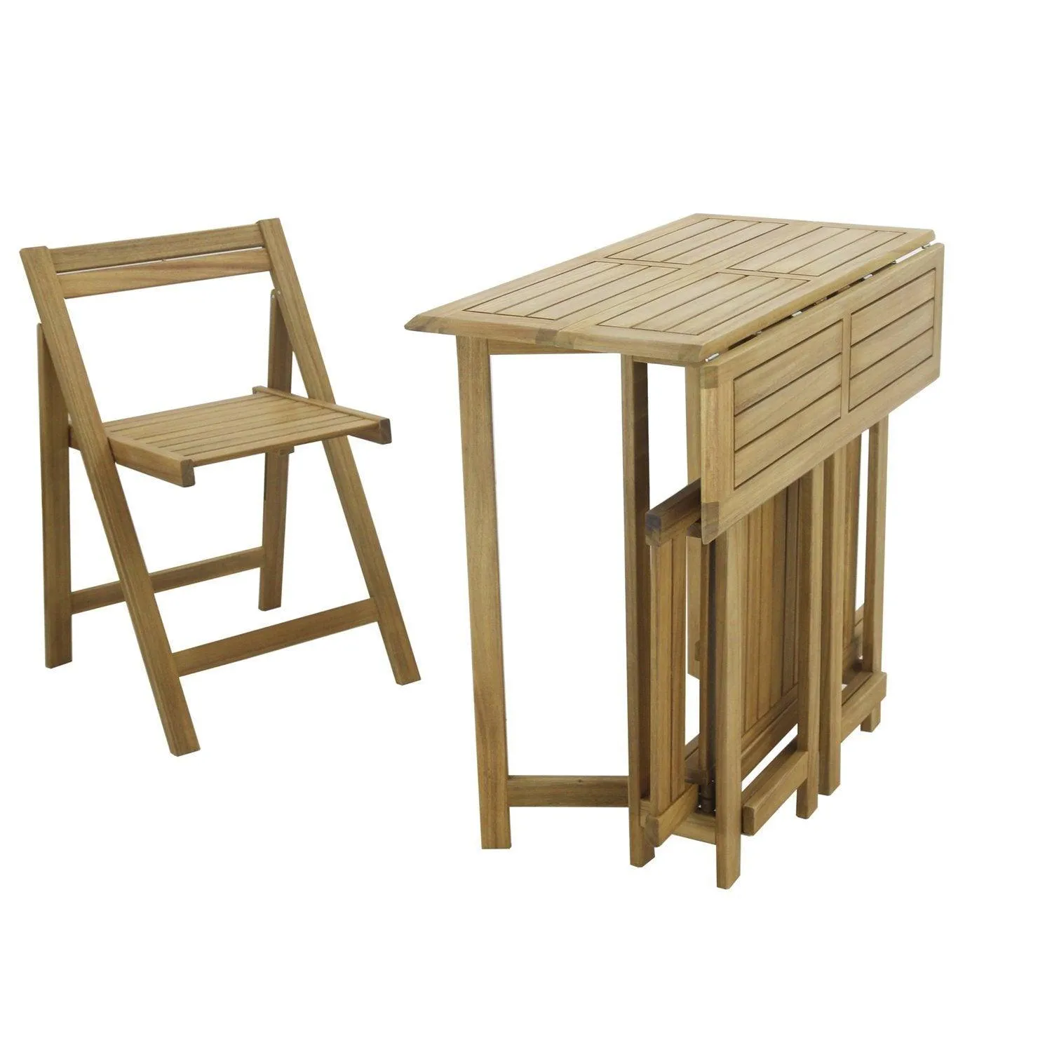 Cosette folding bistro set - wooden garden furniture