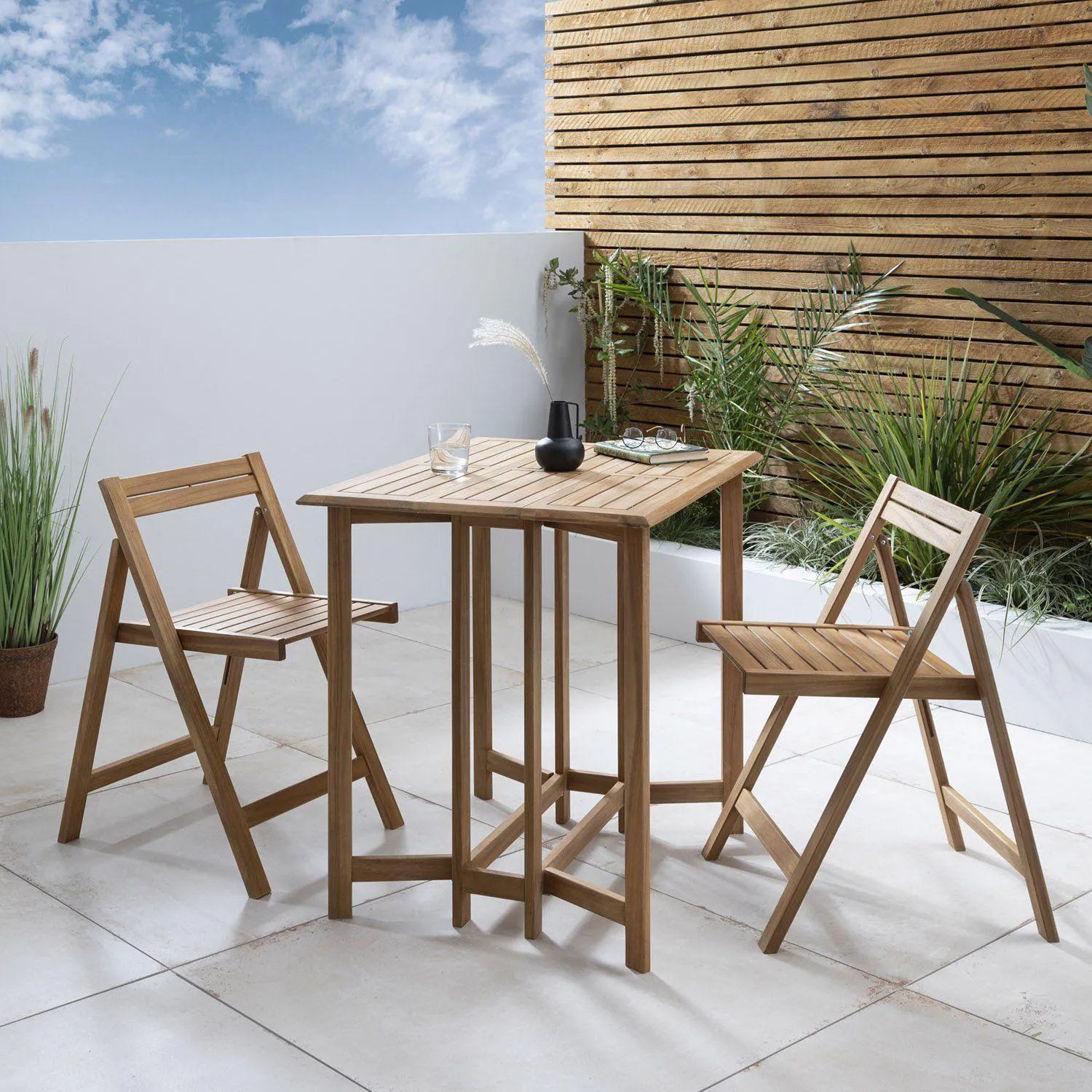 Cosette folding bistro set - wooden garden furniture
