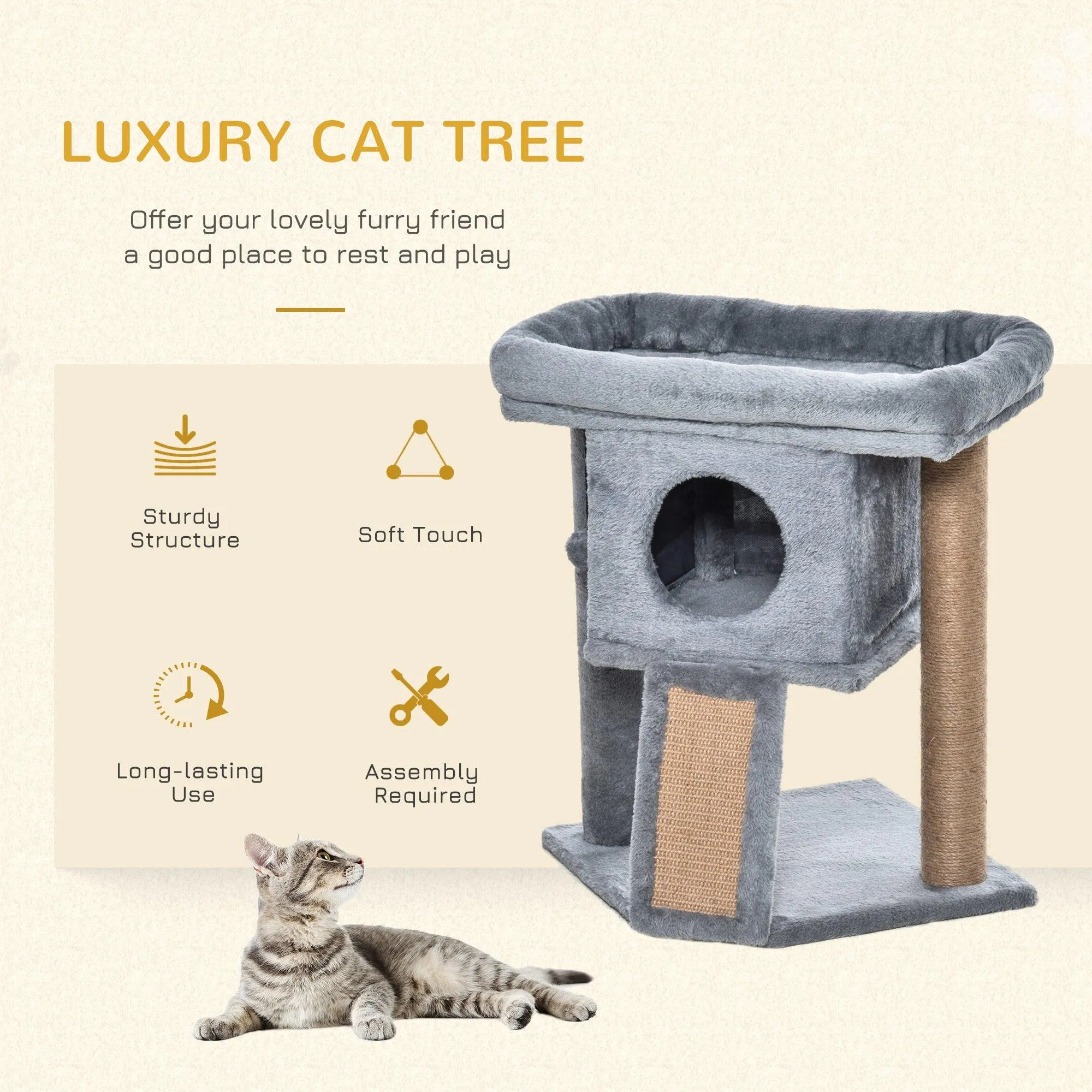 Cosy Cat Tree Activity Center, 57cm - Grey